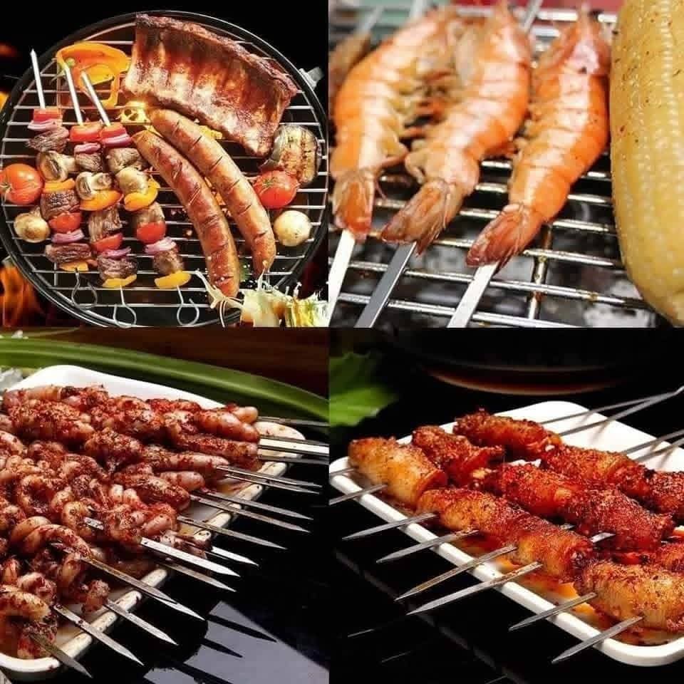 Lot de 6 Brochettes Barbecue en Acier Inoxydable