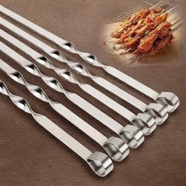 Lot de 6 Brochettes Barbecue en Acier Inoxydable