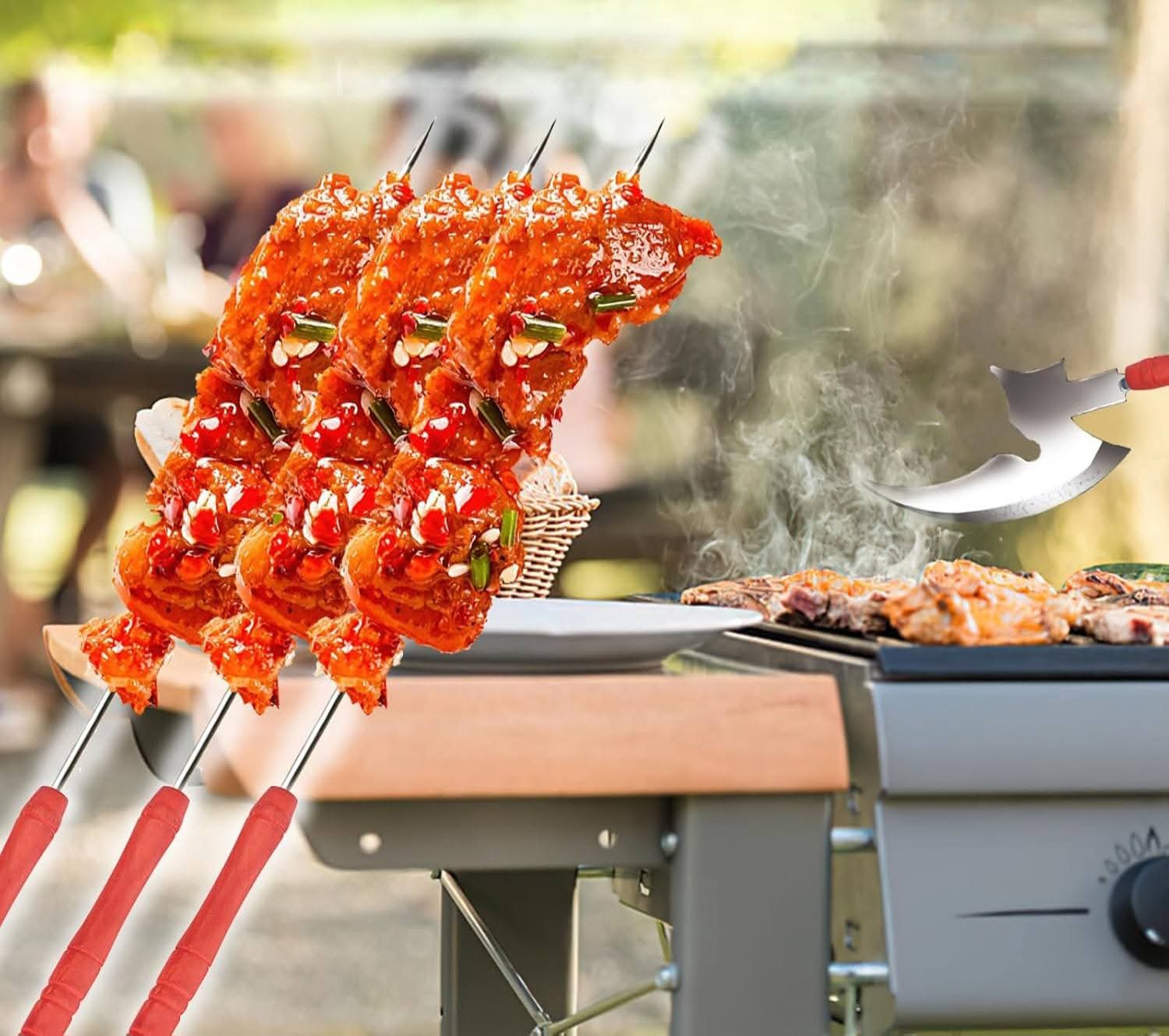 Set de 12 Brochettes Barbecue avec Mini Couperet