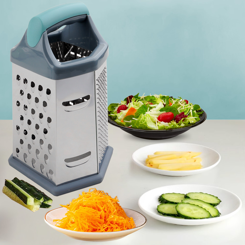 Râpe à fromage multifonction à 6 côtés en acier inoxydable
