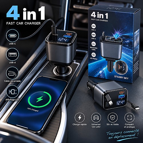 Chargeur voiture multifonction 4 en 1 – Fast Car Charger