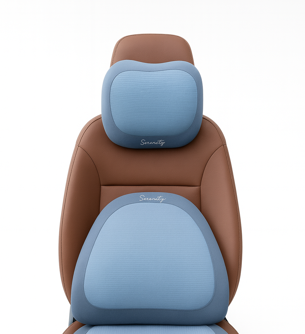 Coussin Ergonomique Mémoire de Forme + Dossier Lombaire – Confort Bureau & Voiture