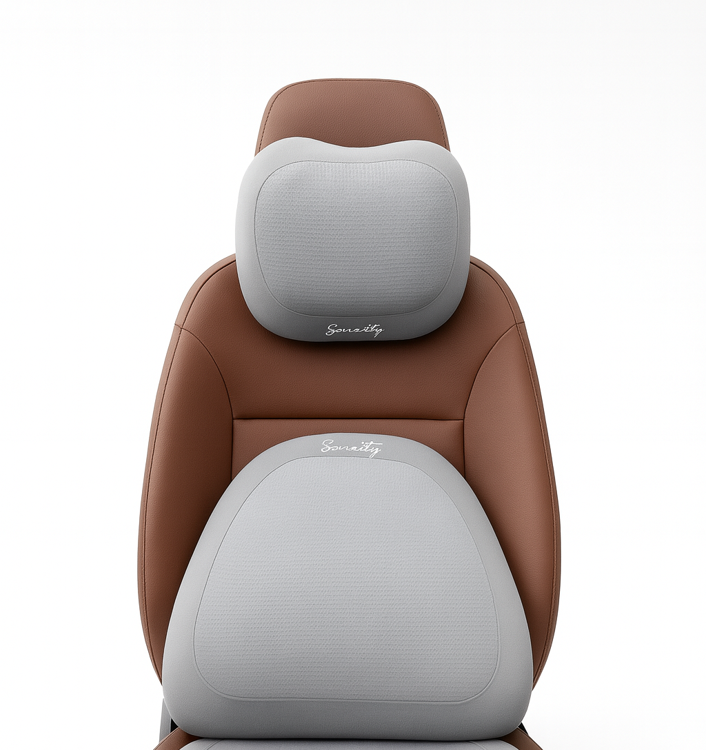 Coussin Ergonomique Mémoire de Forme + Dossier Lombaire – Confort Bureau & Voiture