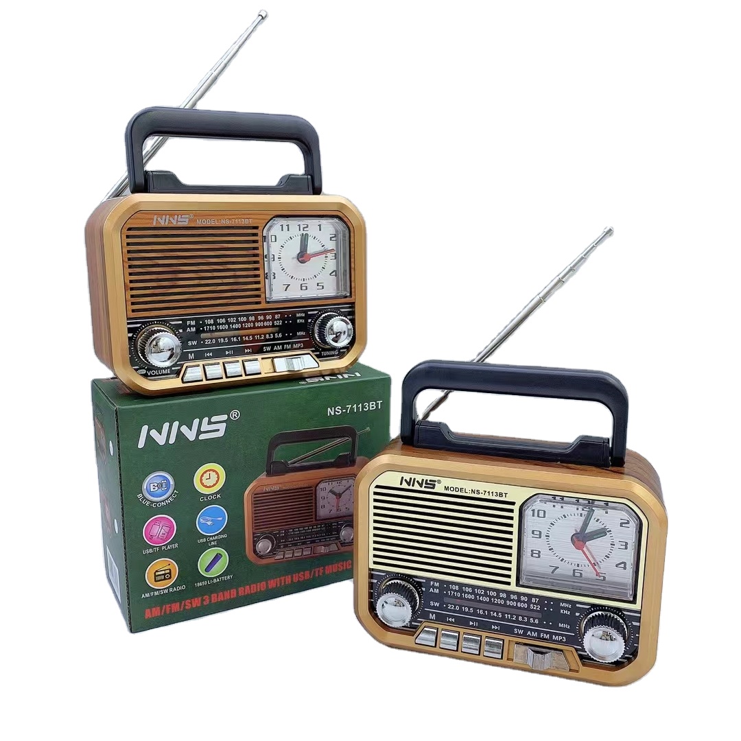 Radio portable rétro AM/FM avec haut-parleur et batterie rechargeable