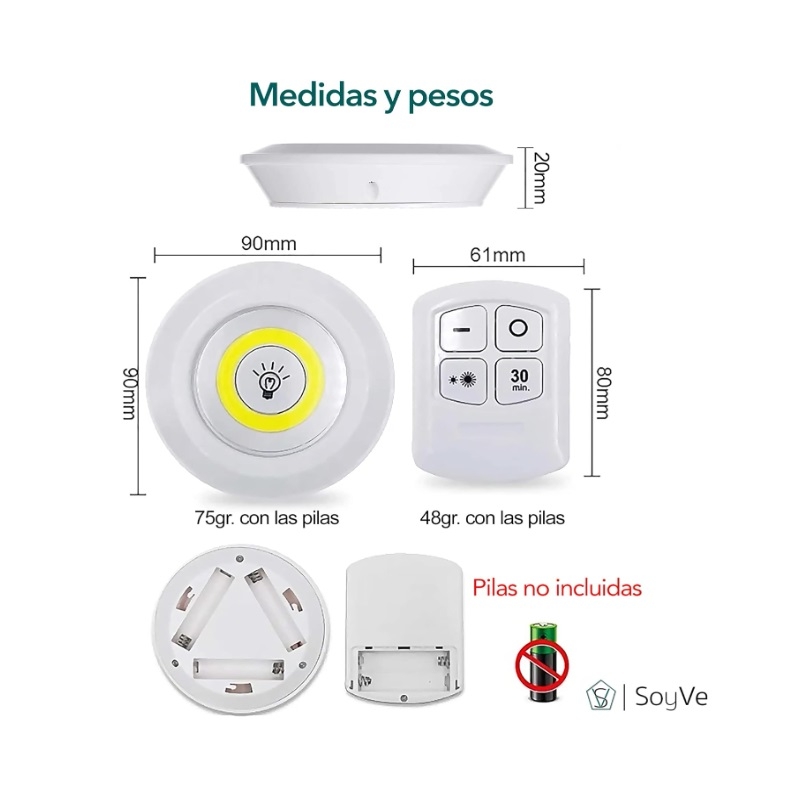 Lot de 3 lampes LED avec télécommande