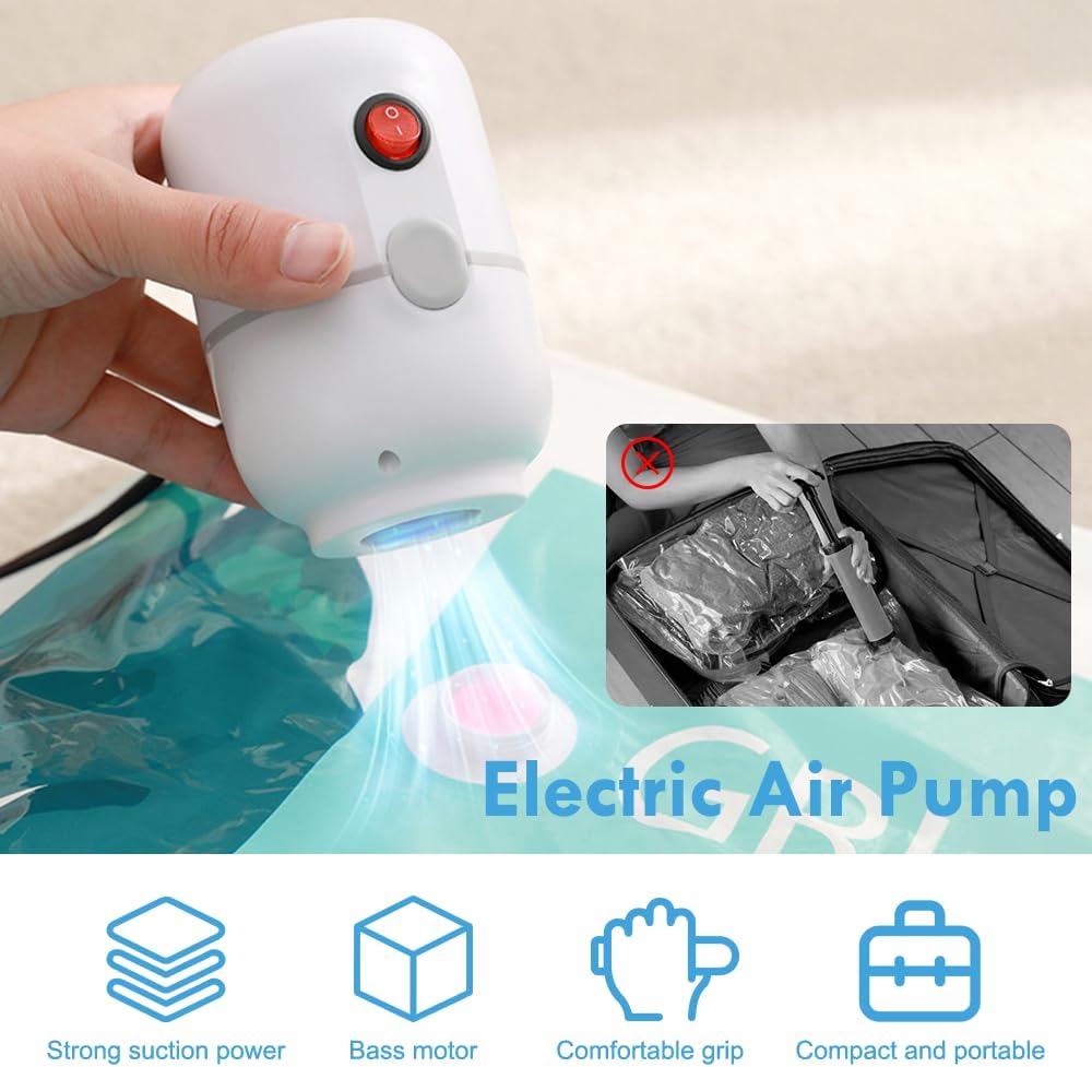 Lot de 2 sacs sous vide pour vêtements avec pompe à air électrique