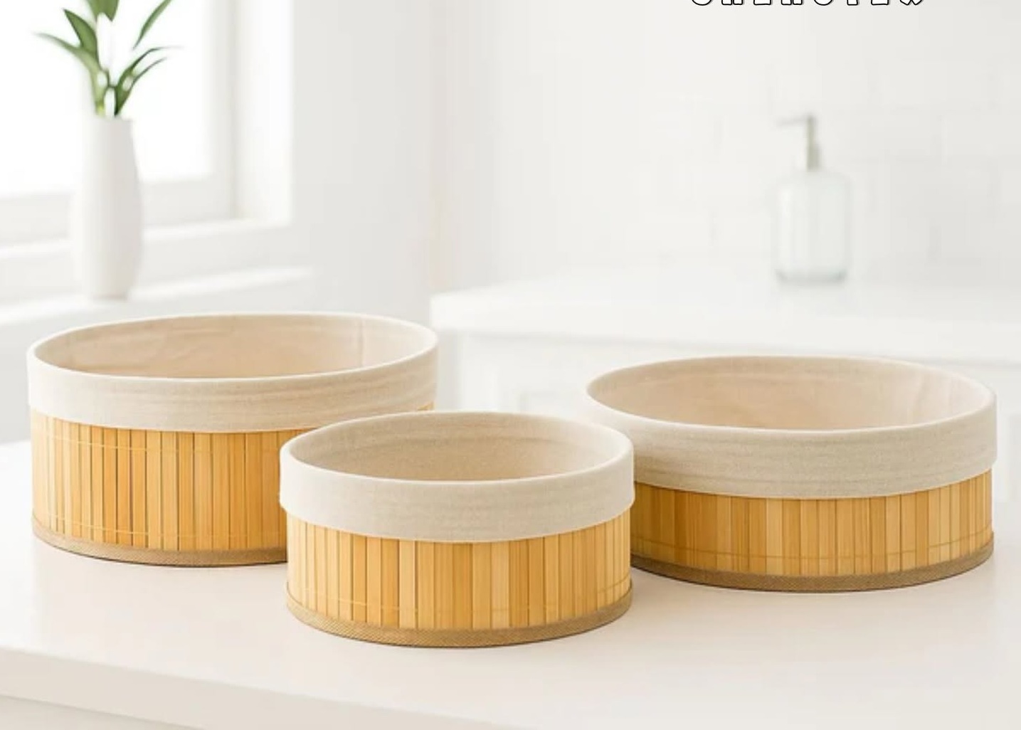 Lot de 3 Paniers de Rangement Tressés en Bambou