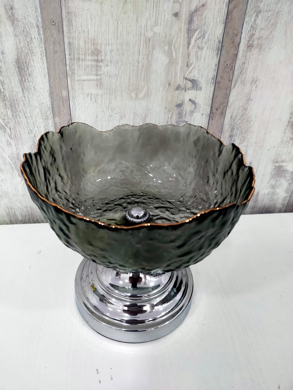 Bonbonnière en verre avec support argent 4-40-14/15/16