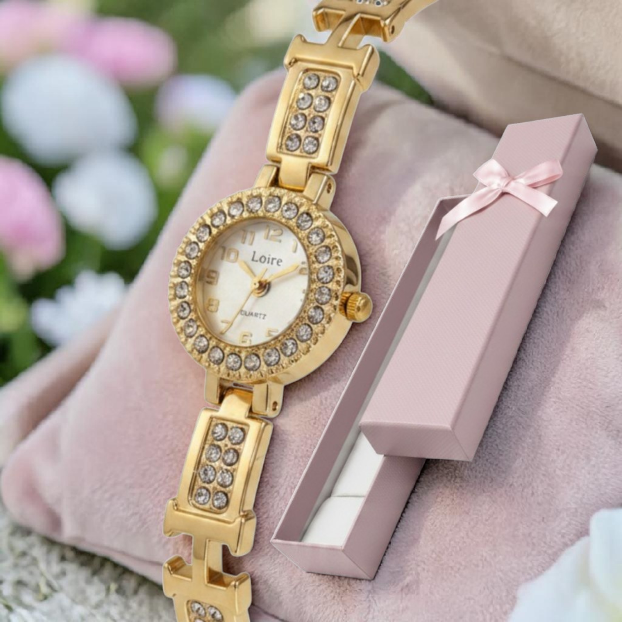 Montre femme chic, design arceau brillant