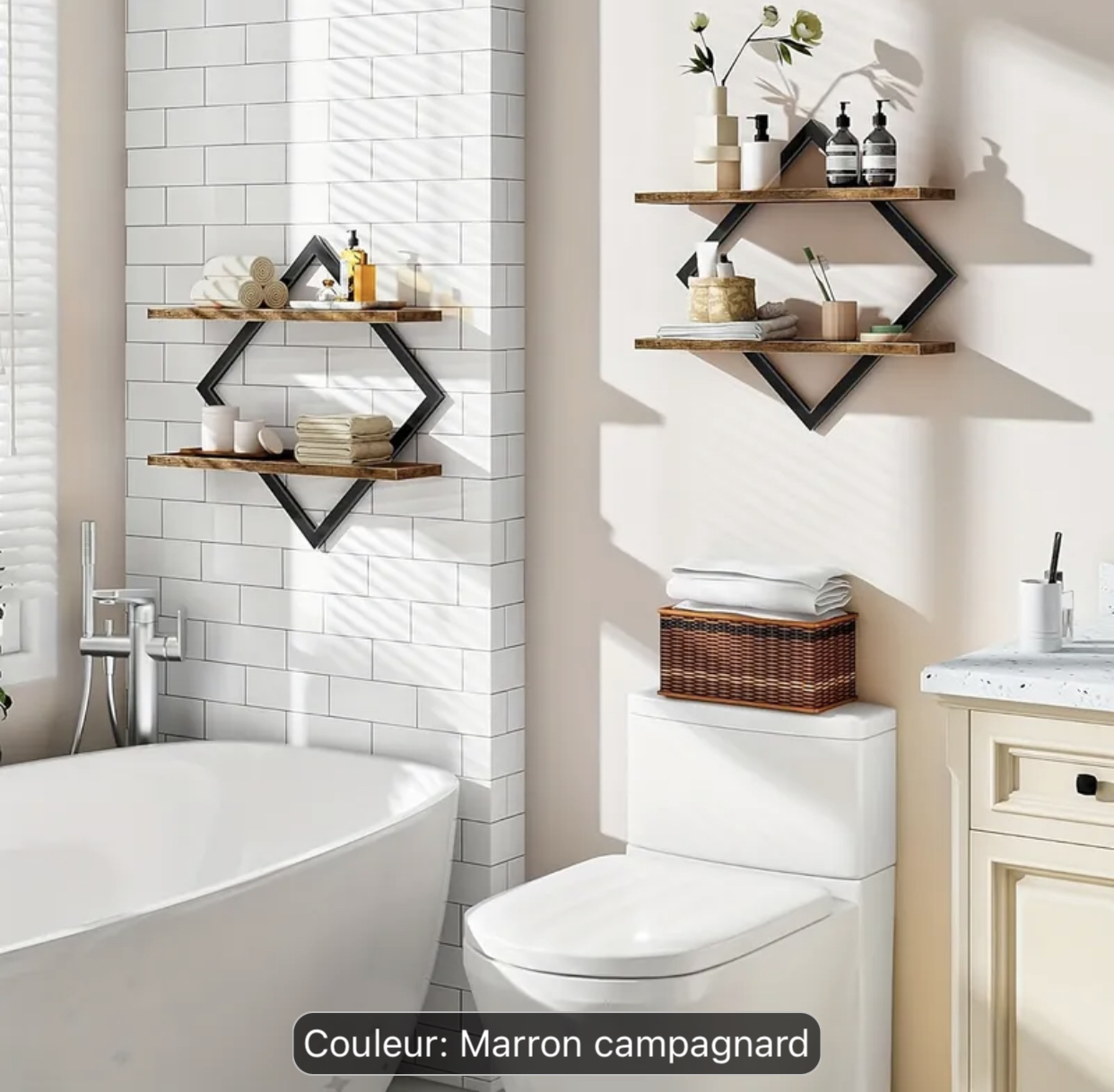 Étagère murale-Acier/MDF Marron -Lxl xP(40 x 40 x 15)cm