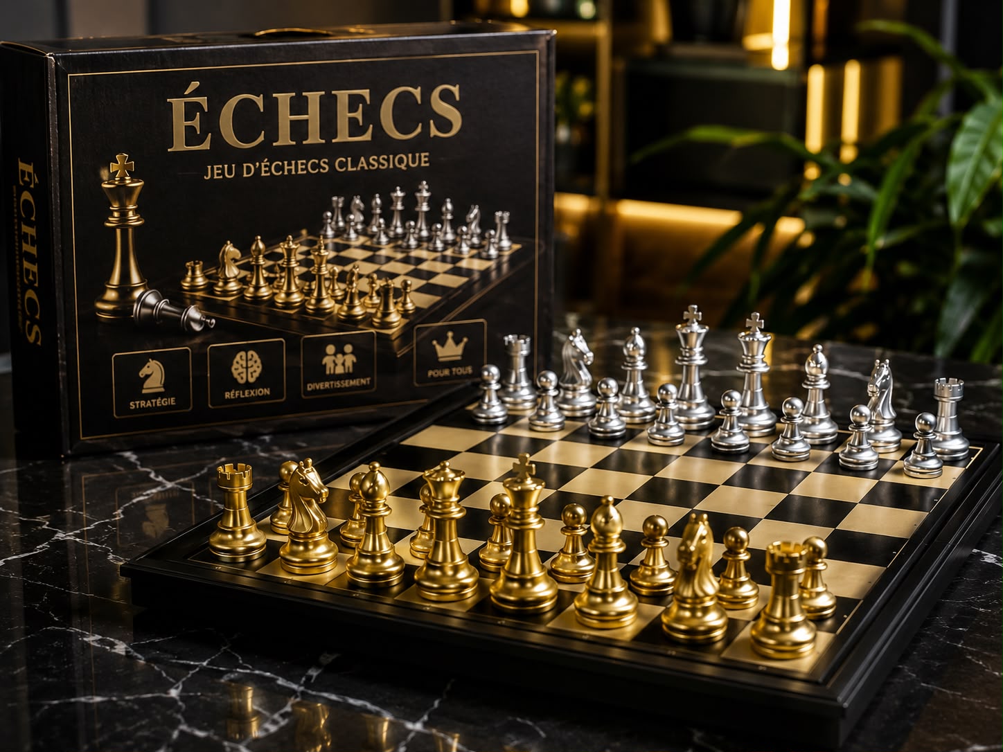 Jeu d’échecs pliable en bois