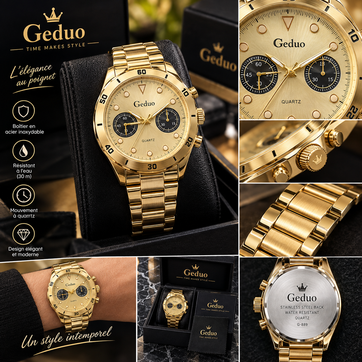 Montre doreé pour homme 1 montre doreé homme Tunisie - montre doreé pour homme