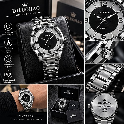 montre-bracelet à quartz de la marque Diluohao