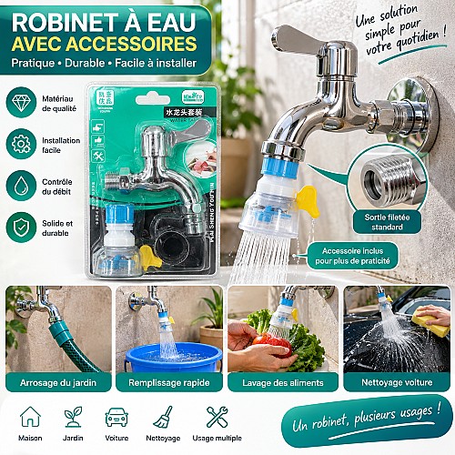 Robinet à Eau Métallique avec Accessoires