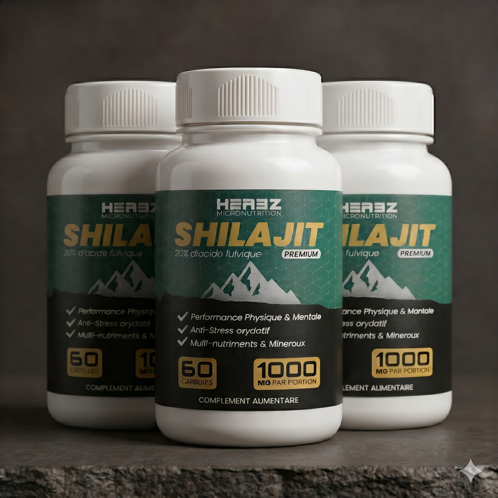 PACK 3 SHILAJIT 20% ACIDE FULVIQUE 180 CAPSULES