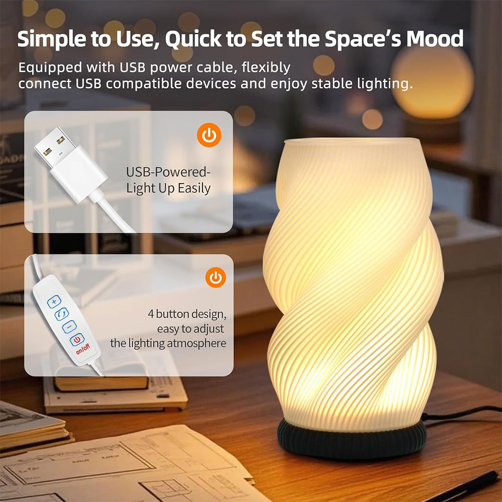 vase lumineux avec 3 couleurs et 9 niveaux de luminosité réglables