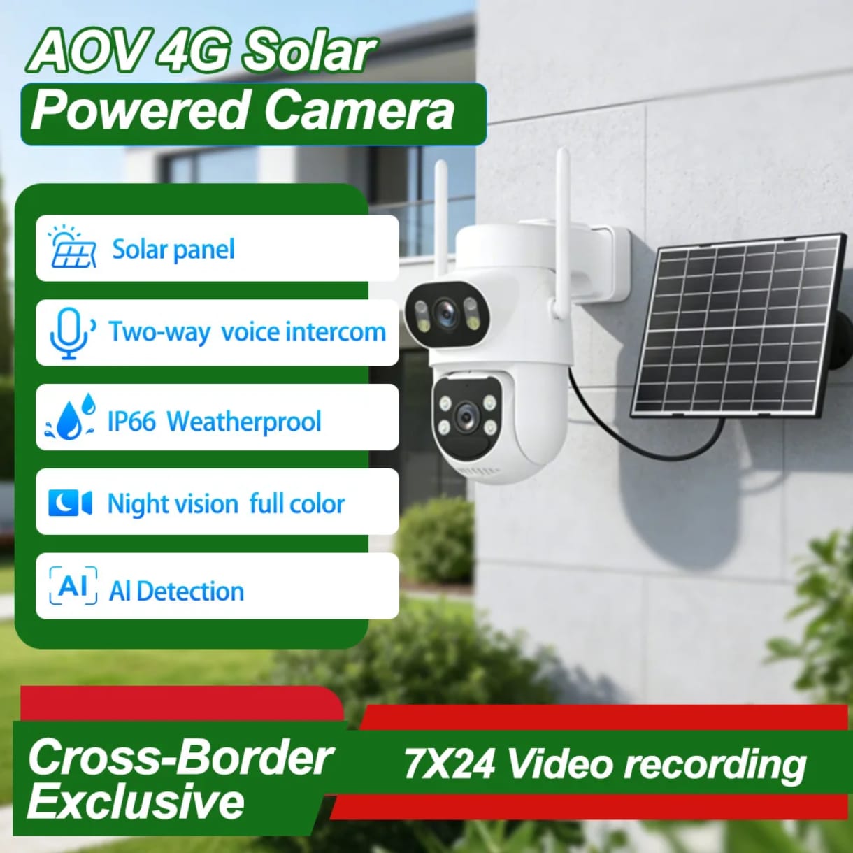 Caméra de Surveillance Externe HD Solar Smart Avec 2 Cameras 4G