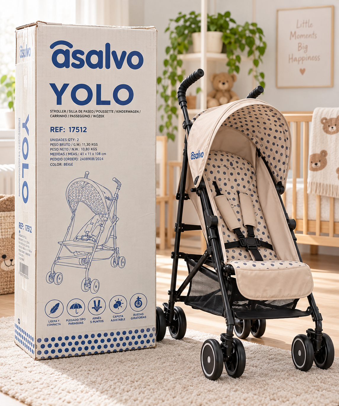 Poussette Compacte et Légère Asalvo YOLO Pliable Voyage