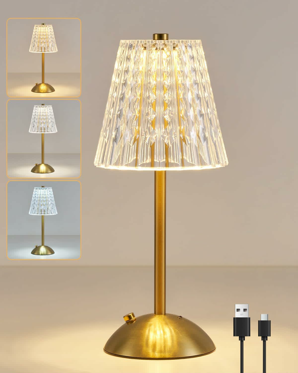 Lampe de table LED en cristal sans fils