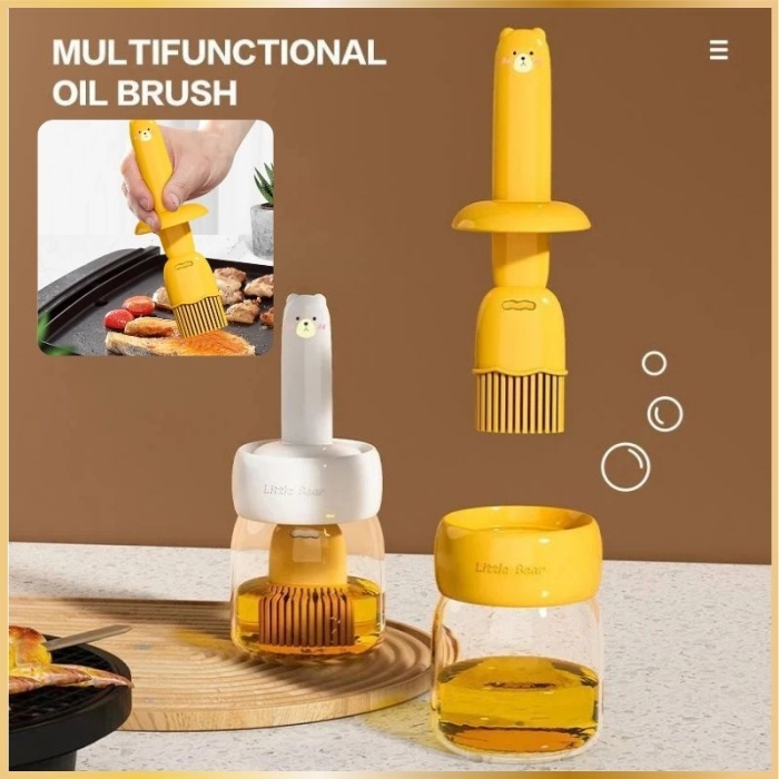 Flacon Huile 2-en-1 avec Pinceau Silicone Cuisine