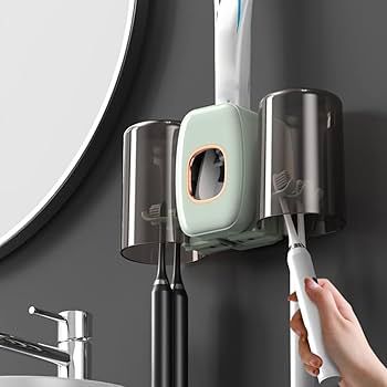 Porte-Brosse à Dents Mural avec Distributeur de Dentifrice Automatique