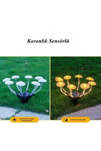 Lampe solaire champignon à 8 LED