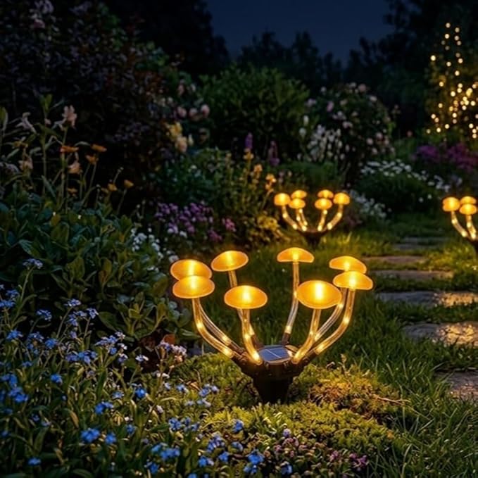 Lampe solaire champignon à 8 LED
