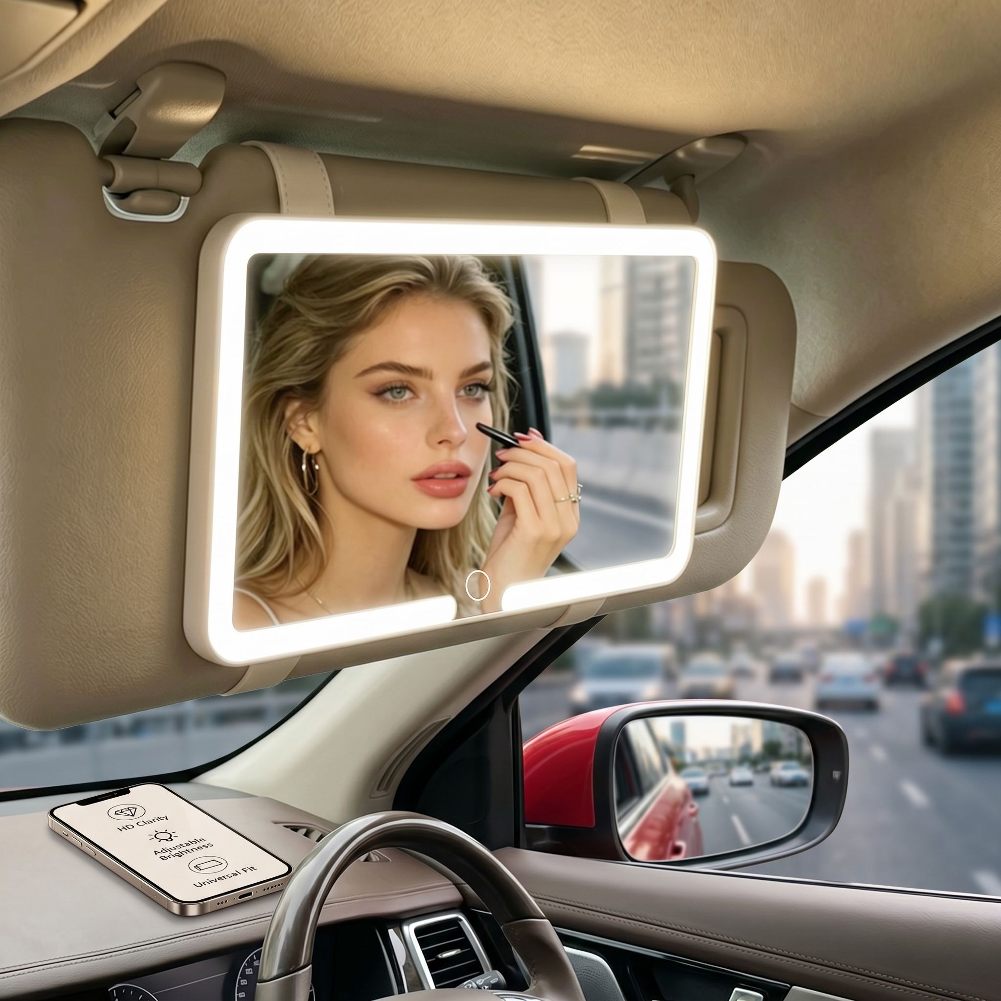 Miroir de maquillage pour voiture