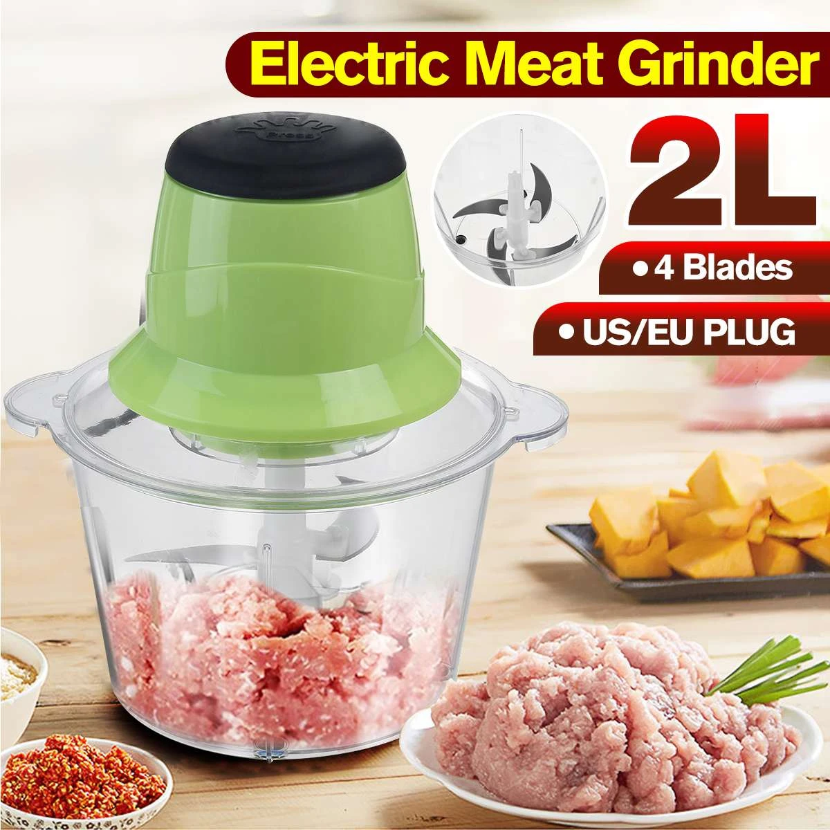Hachoir Electrique Luxury Pour Viande Et Légumes Multifonctions, Capacité 2L