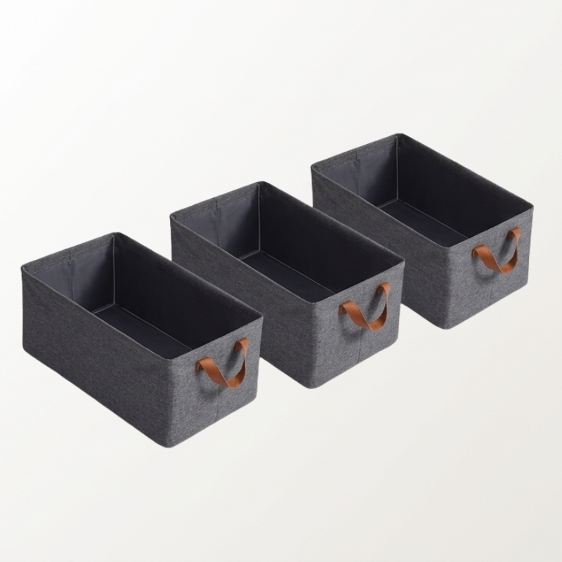 3 box de rangement gris