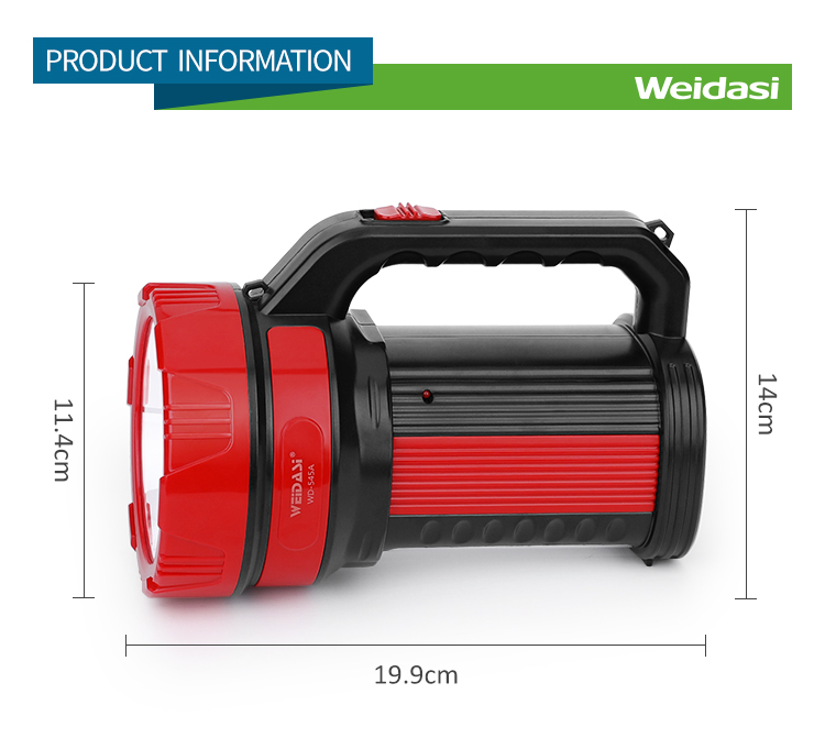 Outdoor working professional battery led handheld searchlight with side lamp