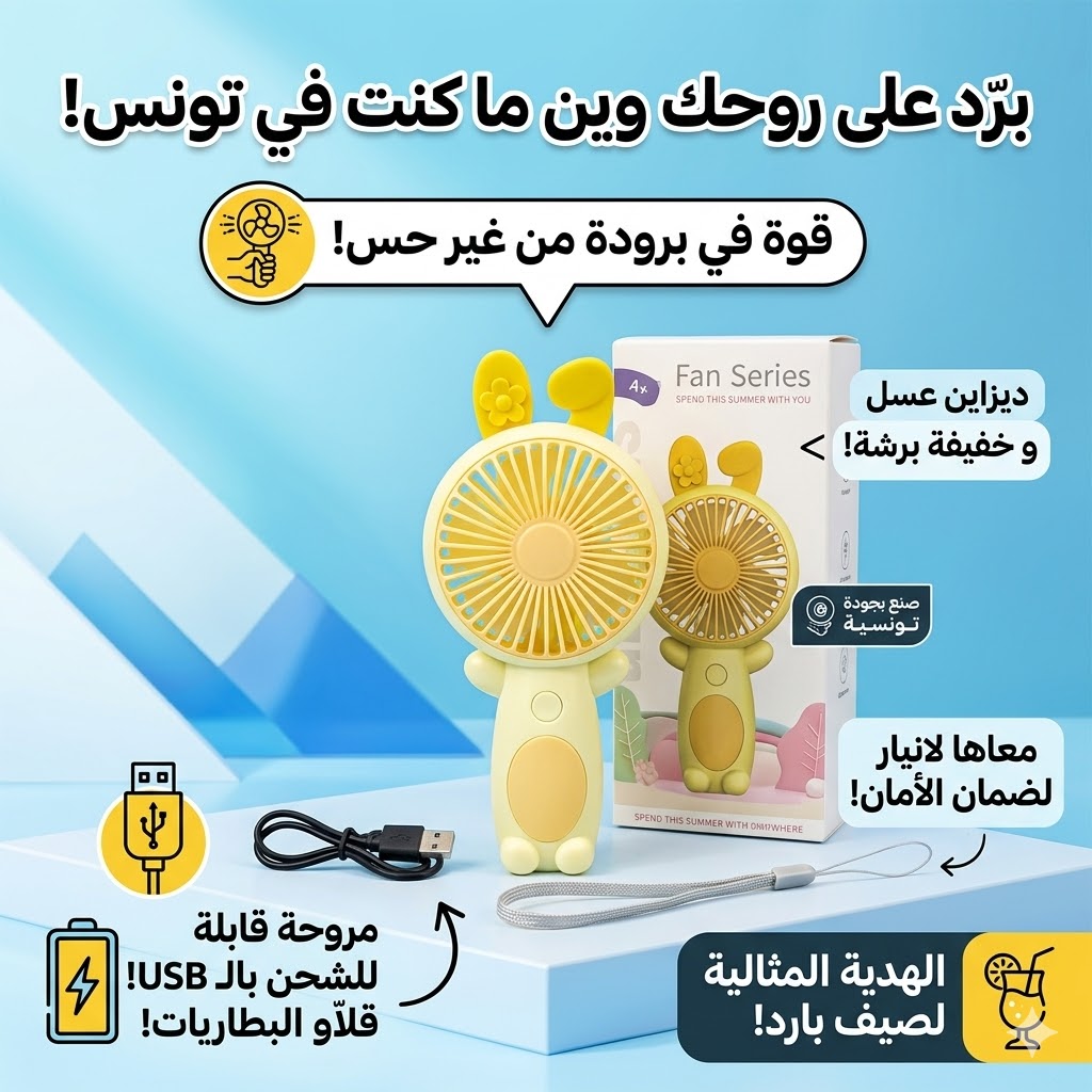 Mini-Ventilateur de Poche Rechargeable avec Dragonne