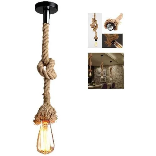Lustre en corde de chanvre – Suspension 1m