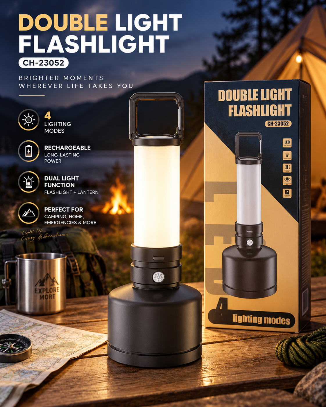 Lampe Torche LED Rechargeable Double Éclairage