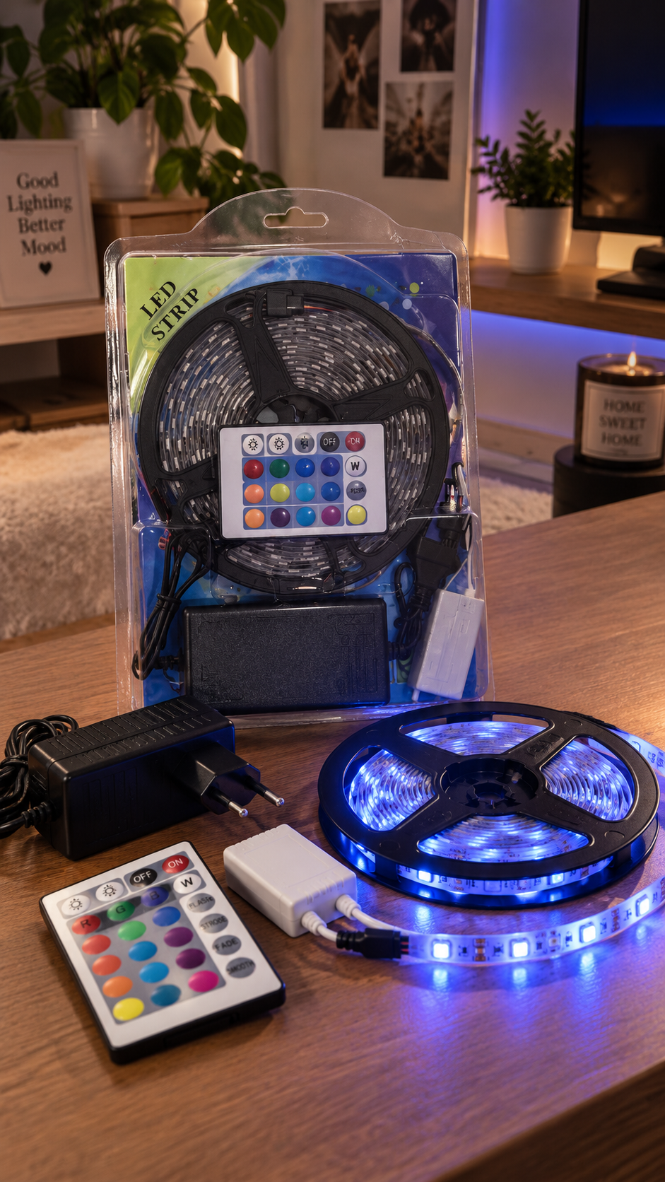 Kit Ruban LED RGB Étanche avec Télécommande & Alimentation 5M
