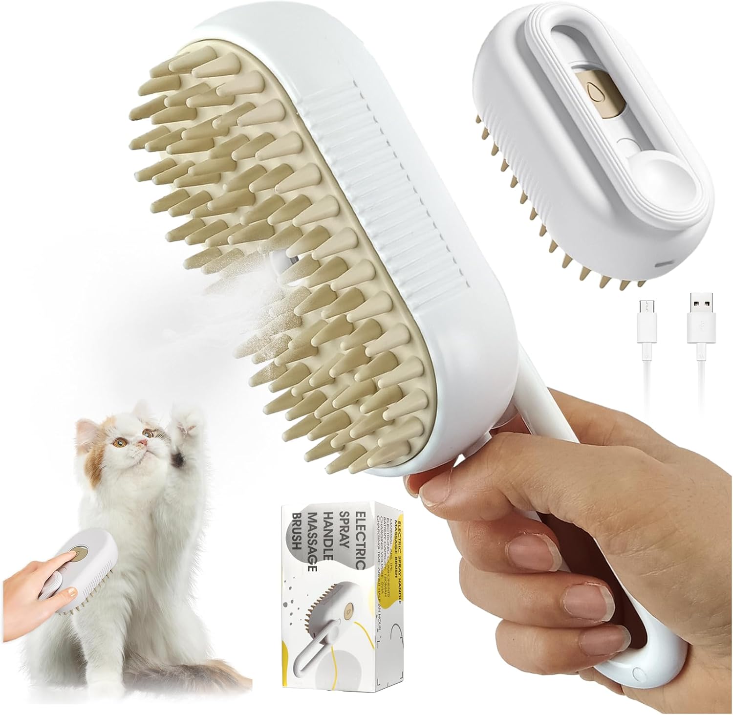 Brosse à Vapeur 3 en 1 pour Chat et Chien
