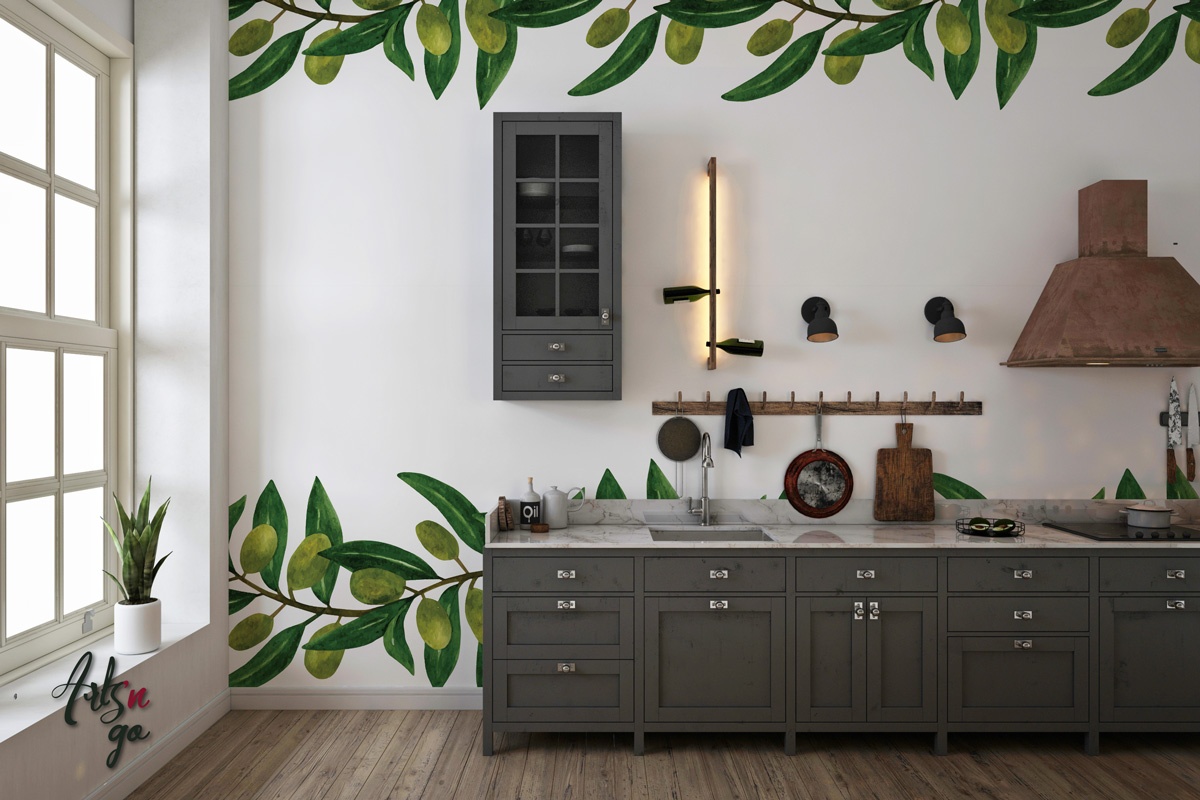 Carreaux de ciment autocollant Olive