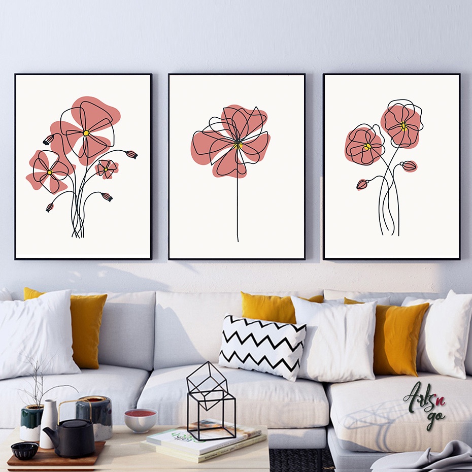 Pack 3 Tableaux Line Art - Bois MDF - 60x40 cm