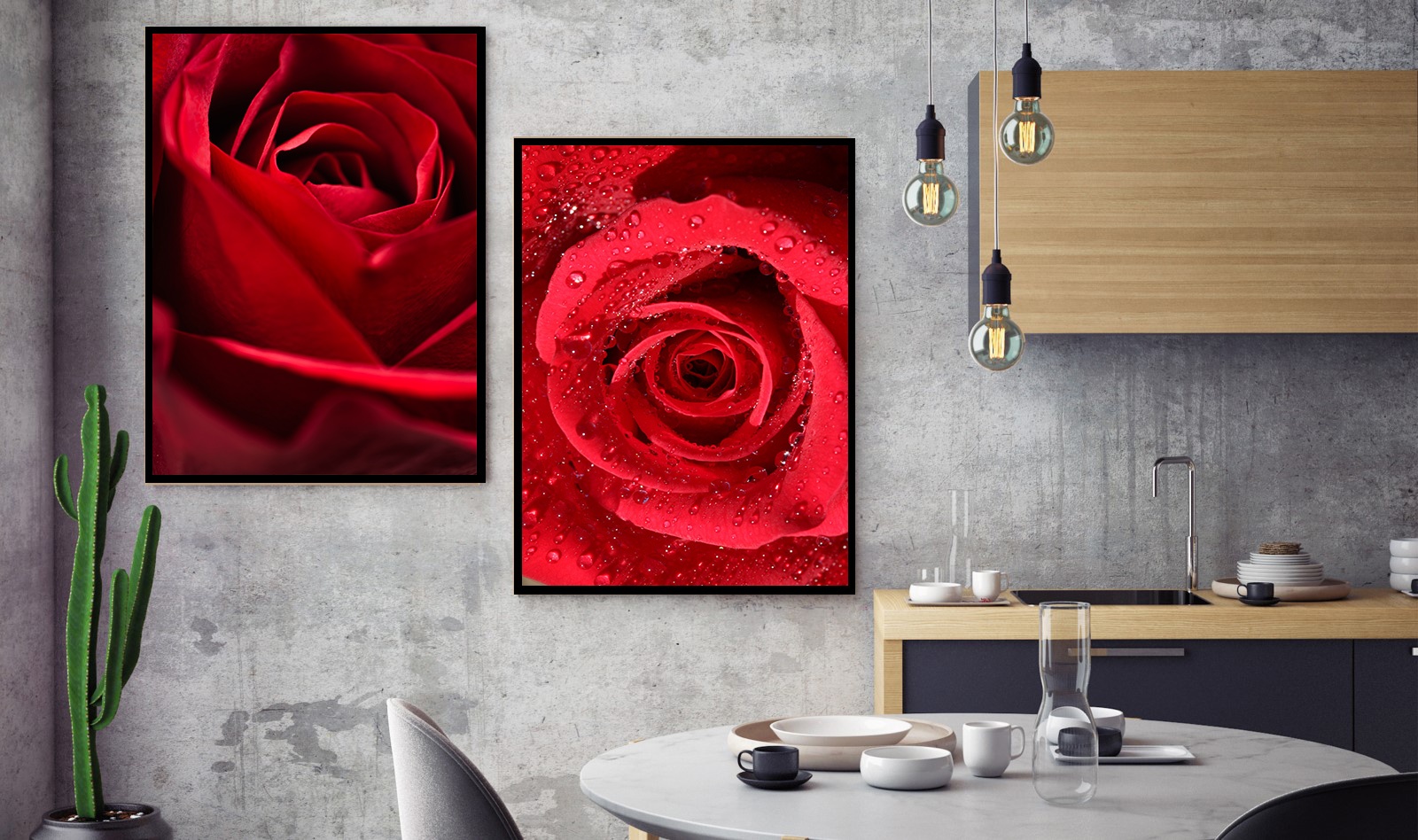Pack 2 Tableaux d'art Red - Nature - Bois MDF - 60x40 cm