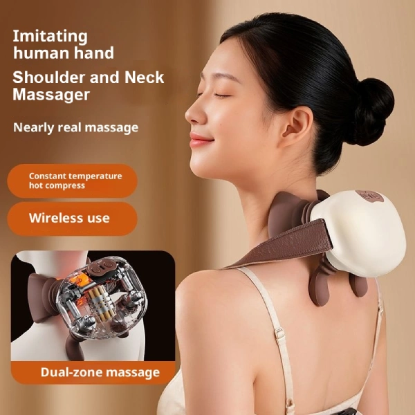 Masseur Électrique Sans Fil Chauffant Shiatsu pour Cou & Épaules
