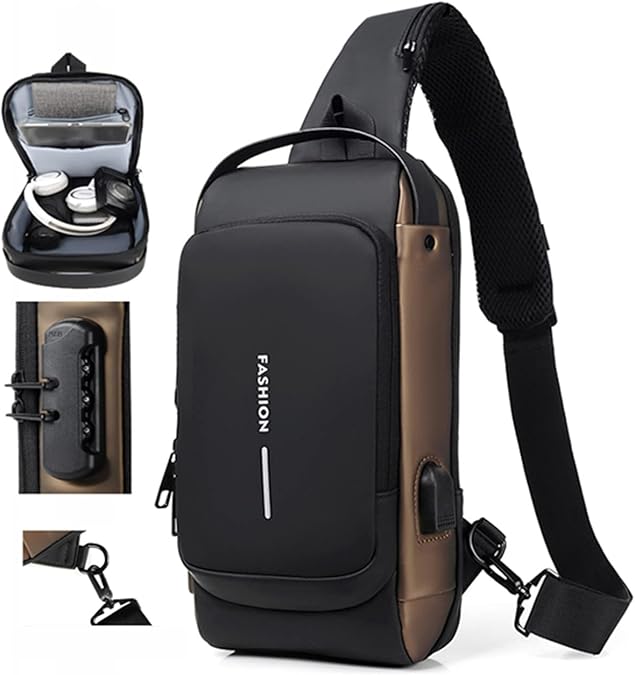 Sac à Bandoulière Antivol USB – Sac Poitrine Multifonction Étanche