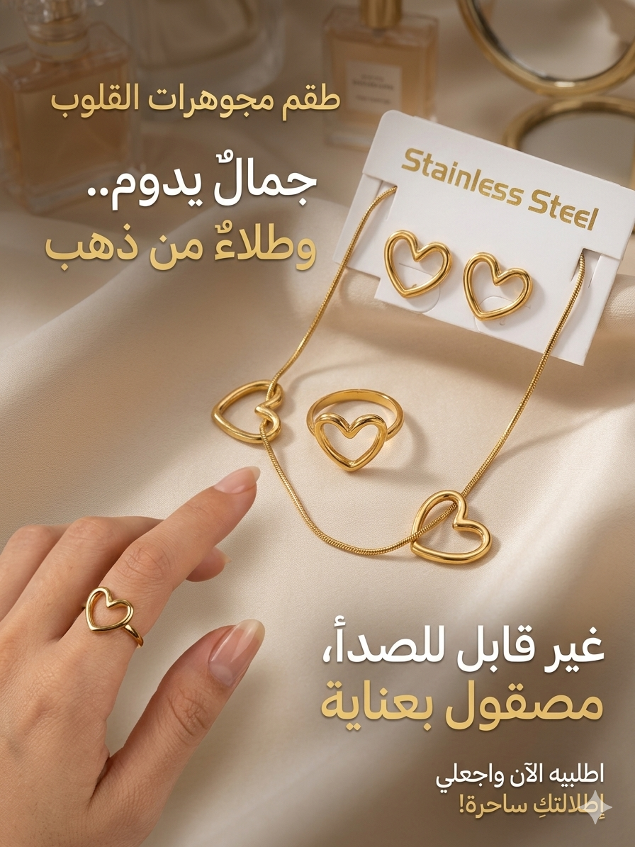 قلادة بتصميم قلب مفرغ متصلة بسلسلة ناعمة تبرز جمال العنق.