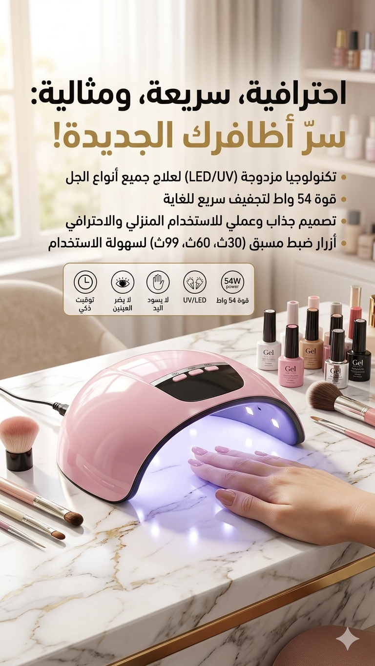 Lampe LED/UV 54W pour Ongles – Séchage Rapide avec Minuterie Intelligente