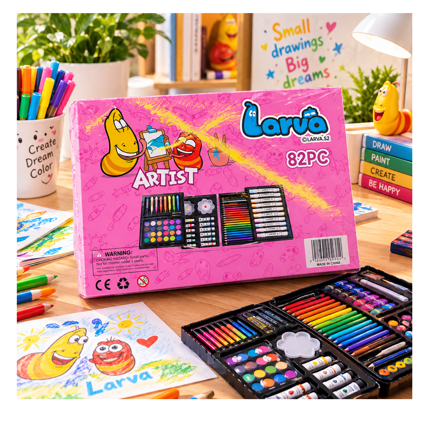 Coffret Complet de Dessin et Peinture pour Enfants - Thème Larva 2 Coffret dessin peinture Larva Tunisie - Vue 1