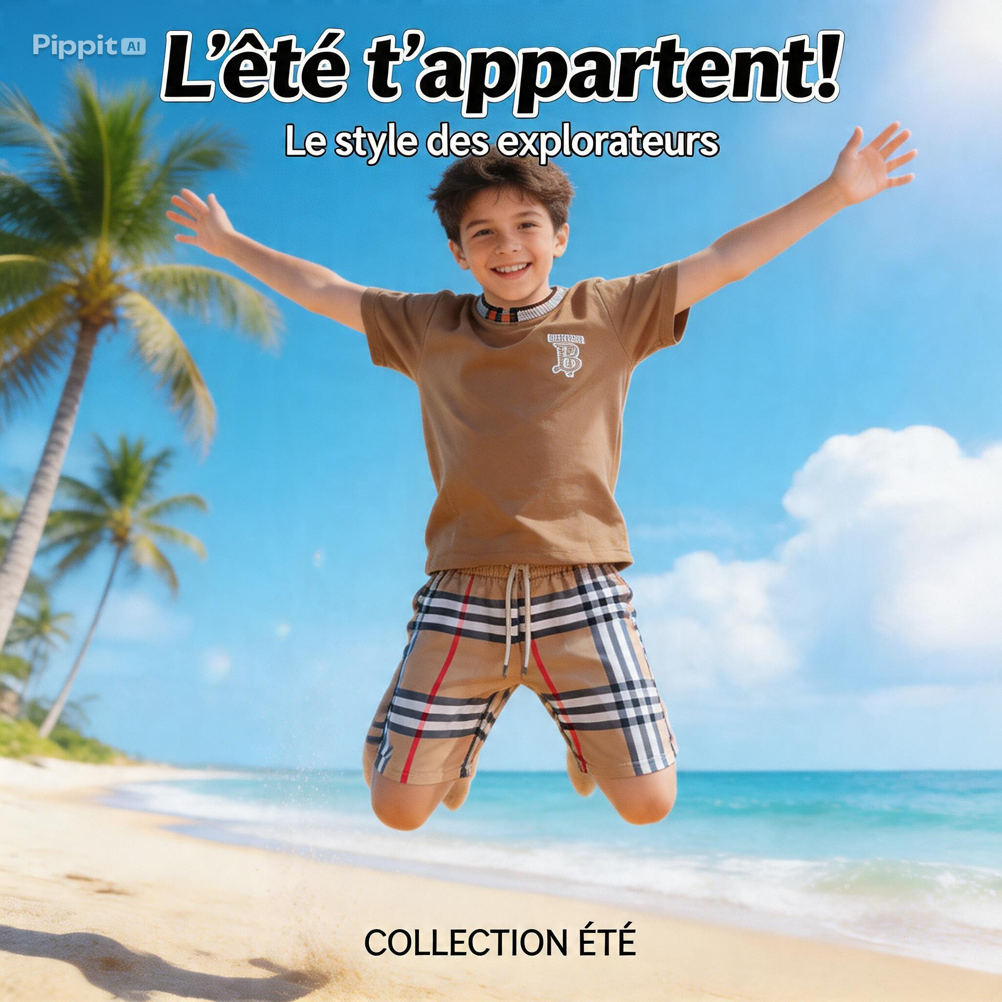 un ensemble pour enfant inspiré par la marque de luxe Burberry.