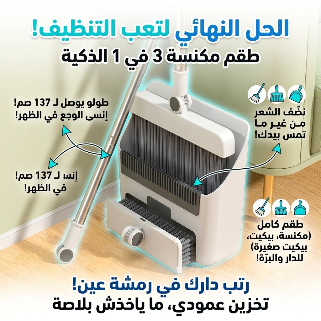 Balai-brosse et pelle 3 en 1 pour l'intérieur et l'extérieur