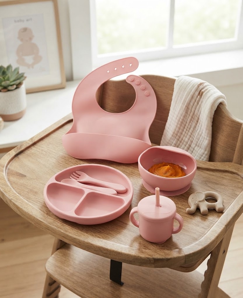 Set de Couverts d'Apprentissage Bébé en Silicone Alimentaire Sans BPA 2 Couverts Silicone Bebe Tunisie - Vue 1 Kadowet Tunisie
