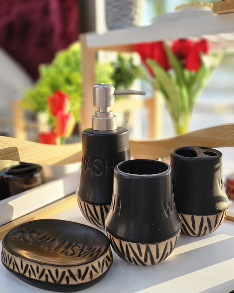Ensemble d’accessoires de salle de bain en céramique 4 pcs