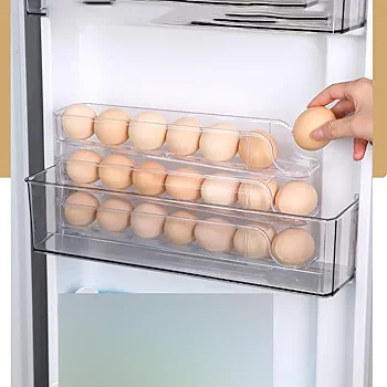 Boîte de Rangement Œufs 3 Niveaux – Organisateur Frigo Transparent Grande Capacité