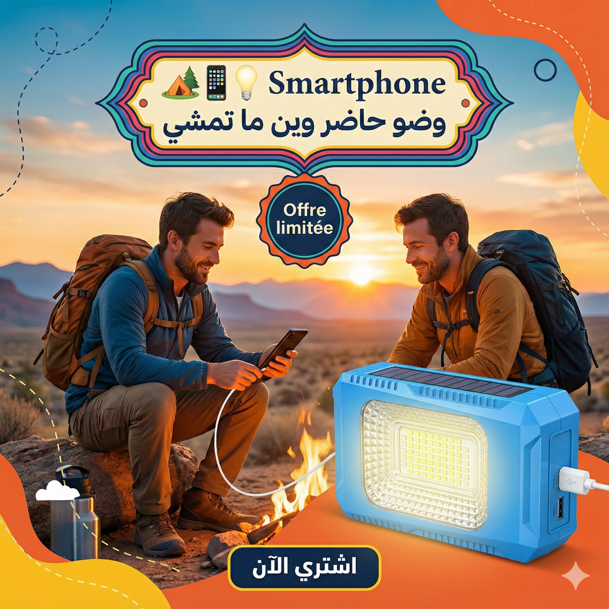 projecteur LED solaire rechargeable